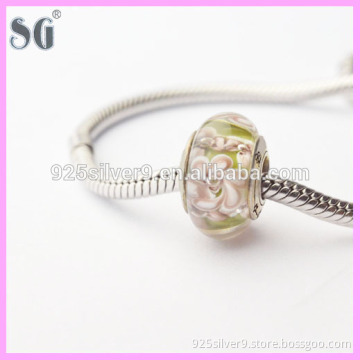 alibaba china lace 925 sterling silver core charms flower pattern filling glass beads